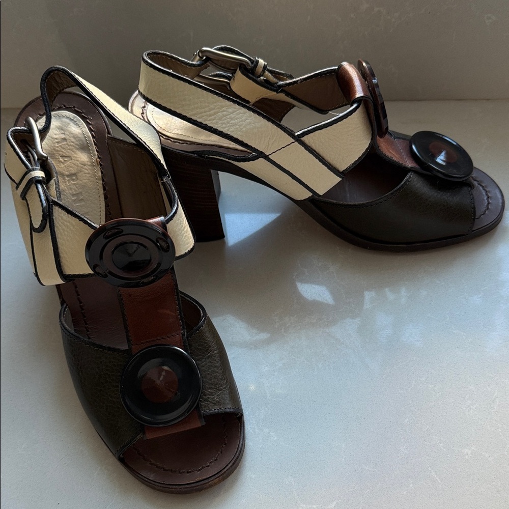Elegant MARNI Two-Tone Leather Heels